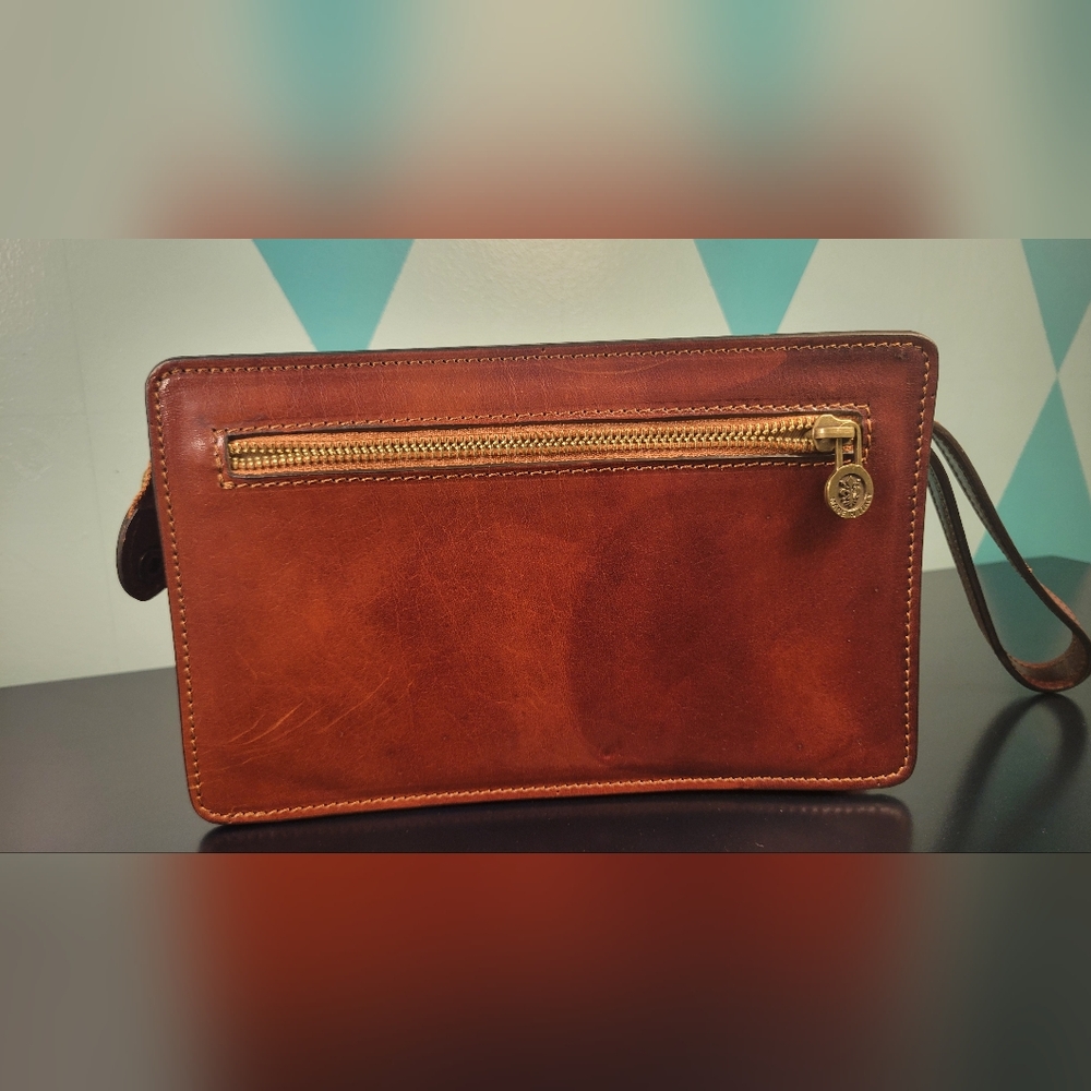 Time Resistance Brown Leather Satchel Purse Bag For Men And Women - Picture 4 of 10